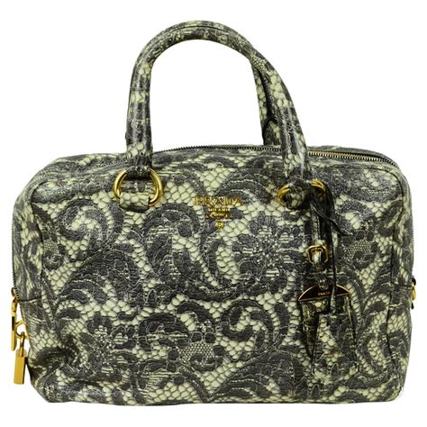 prada cervo lux lace|PRADA Cervo Lux Print Lace Bauletto Bag Blond.